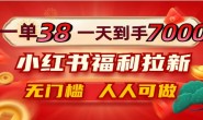WZ5191 一单38,一天到手7000+,小红书福利拉新,0门槛人人可做